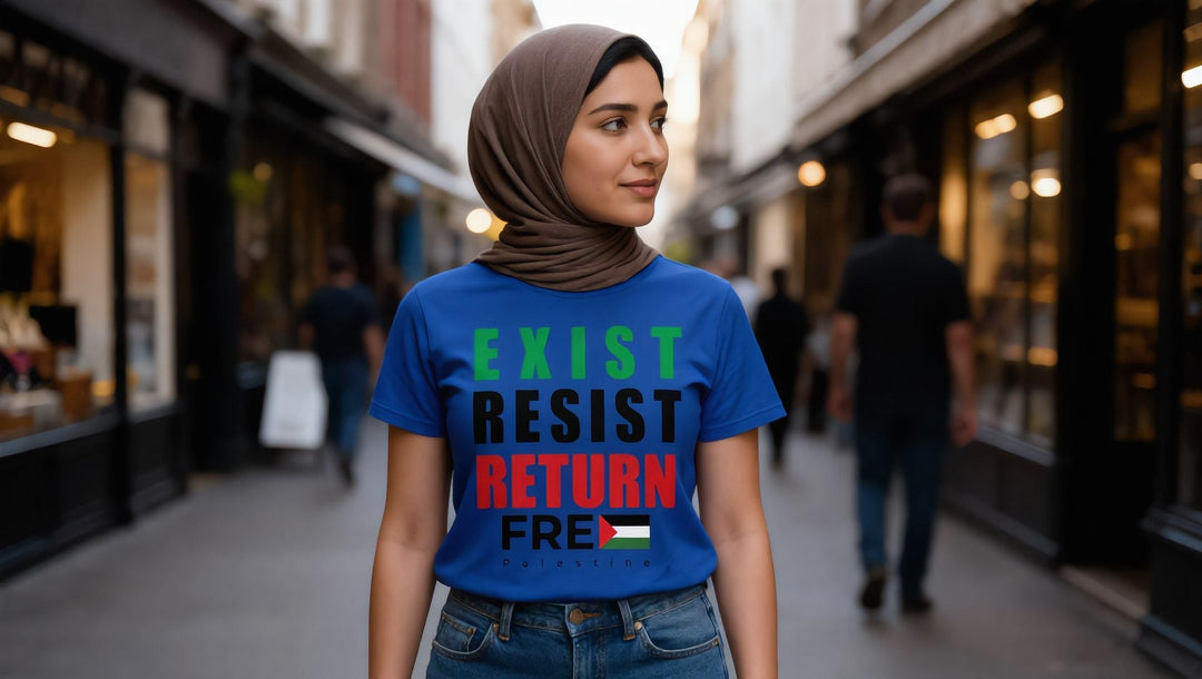 Woman in an Exist Resist Return t-shirt on Neal Street, Covent Garden