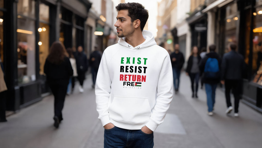 Man in an Exist Resist Return hoodie near Covent Garden, London
