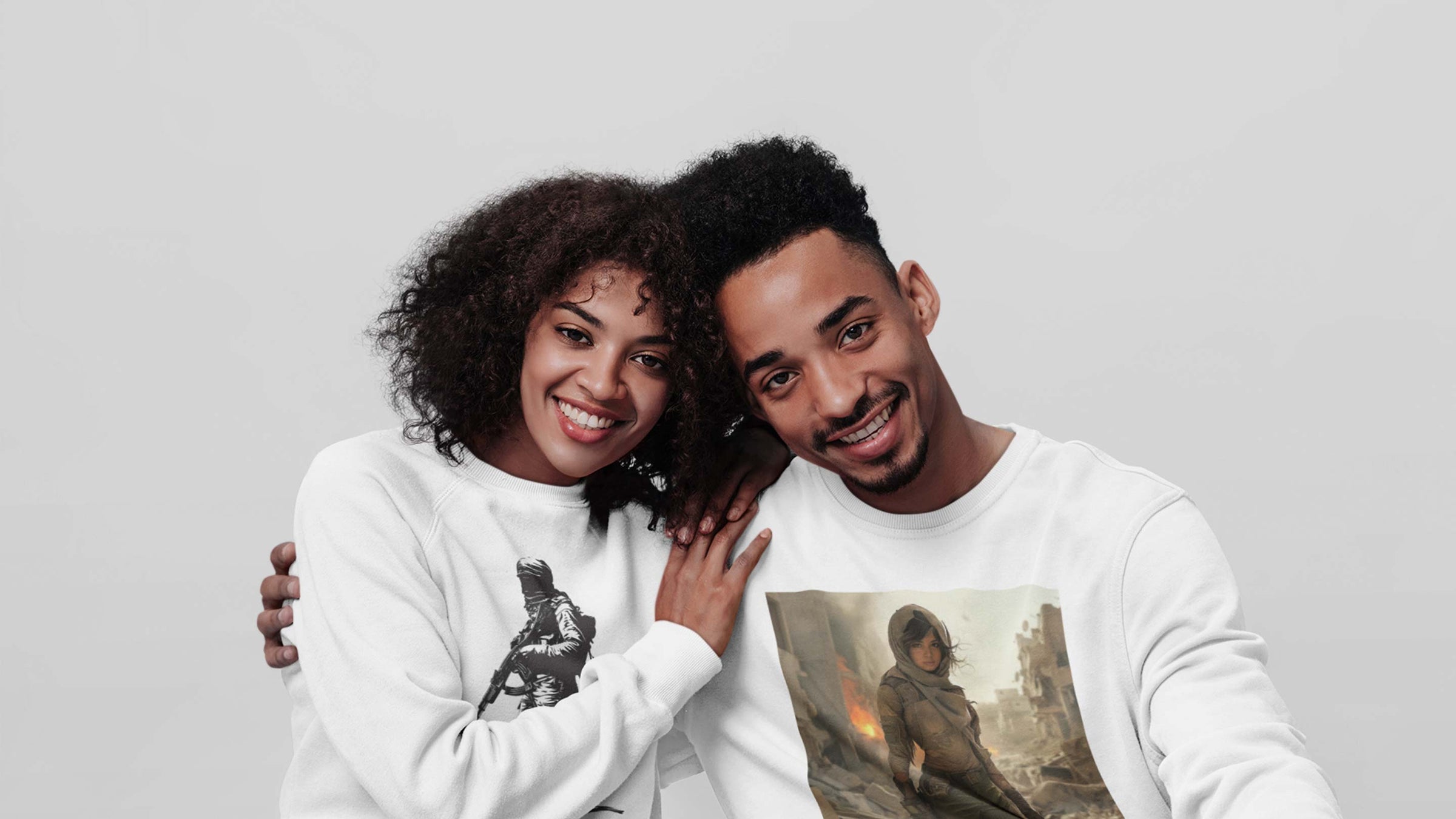 couple with sweatshirts