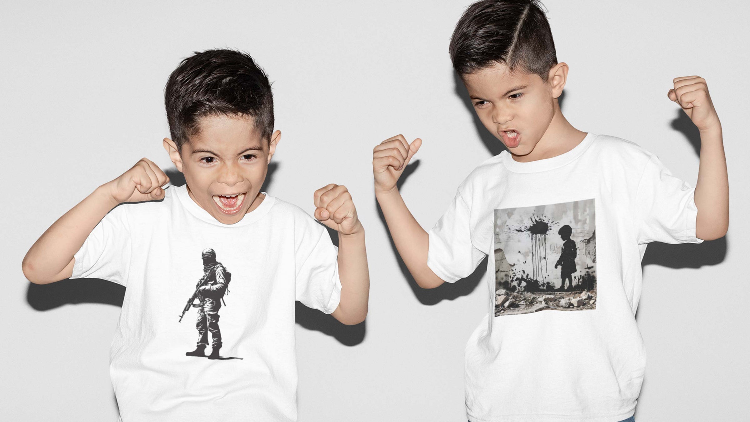 2 kids with t-shirts