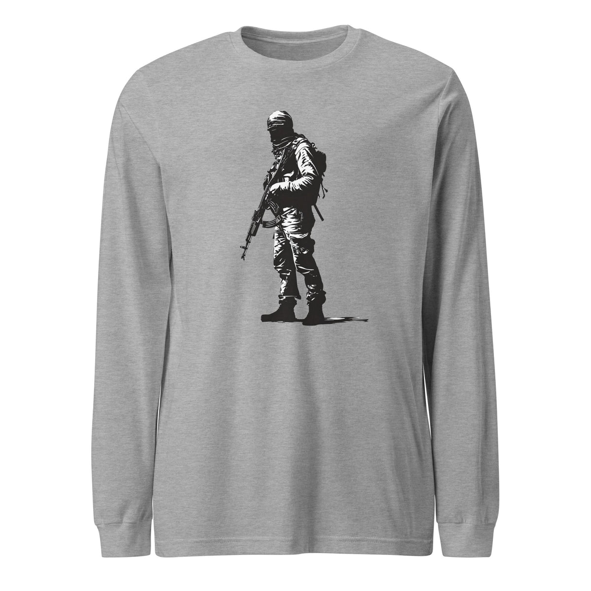 The Fighter design on a heather men's long sleeve tee