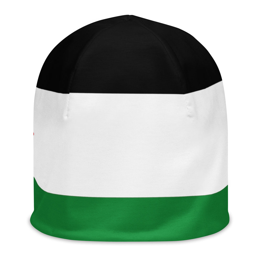 All-Over Print Beanie - Palestine Flag, White