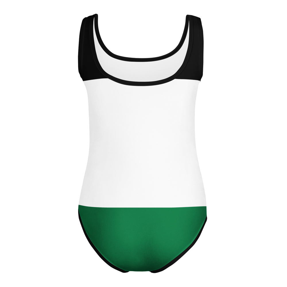 All-Over Print Kids Swimsuit - Palestine Flag, Swimsuit White