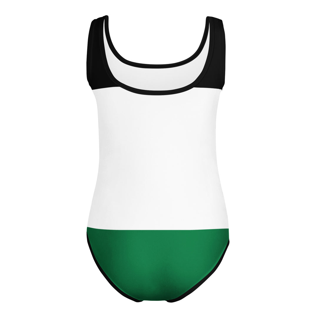All-Over Print Kids Swimsuit - Palestine Flag, Swimsuit White