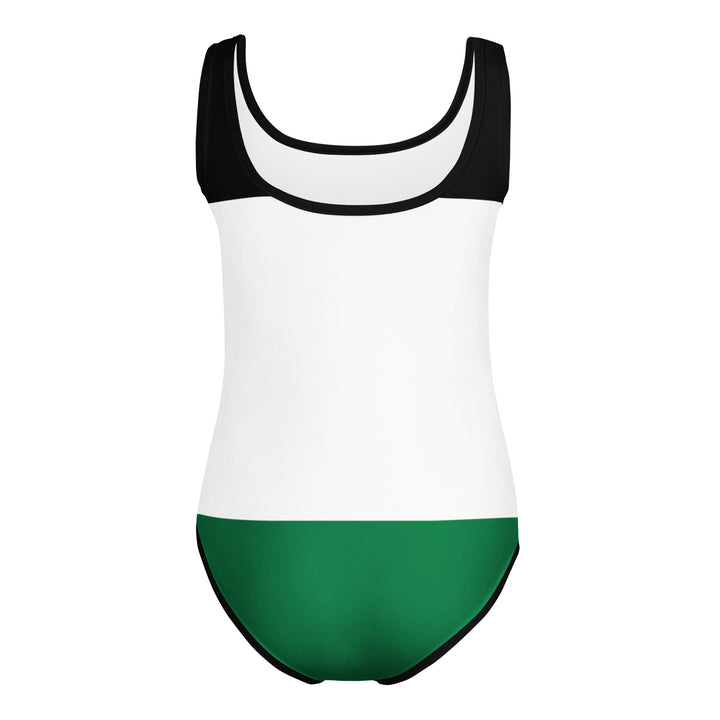 All-Over Print Kids Swimsuit - Palestine Flag, Swimsuit White