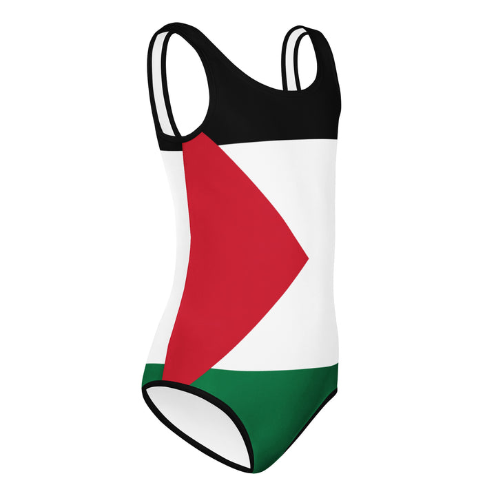 All-Over Print Kids Swimsuit - Palestine Flag, Swimsuit White