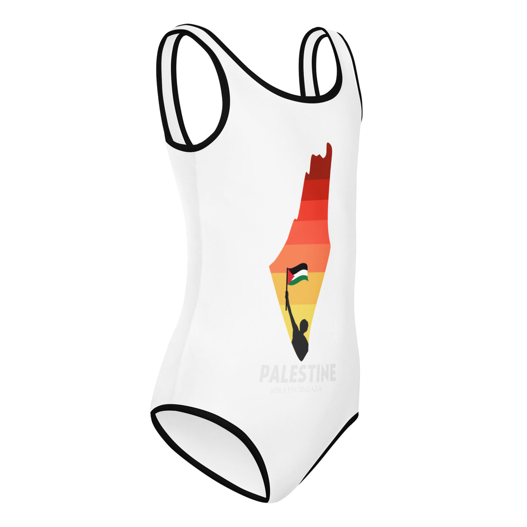 All-Over Print Kids Swimsuit - Palestine Map, Swimsuit White
