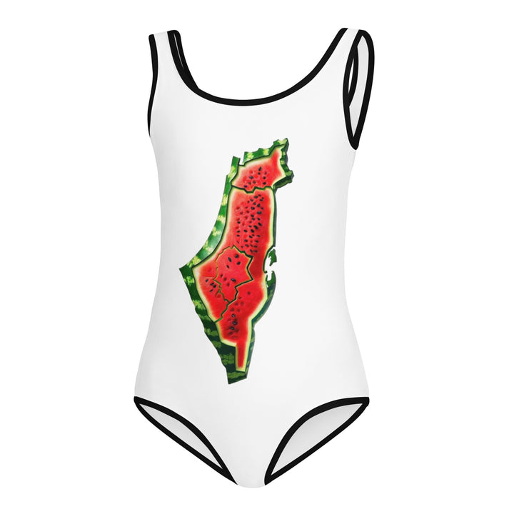 All-Over Print Kids Swimsuit - Palestine Watermelon, Swimsuit White