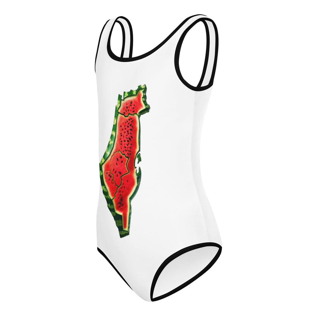 All-Over Print Kids Swimsuit - Palestine Watermelon, Swimsuit White