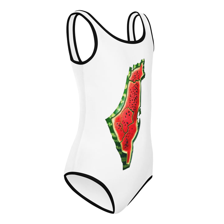 All-Over Print Kids Swimsuit - Palestine Watermelon, Swimsuit White