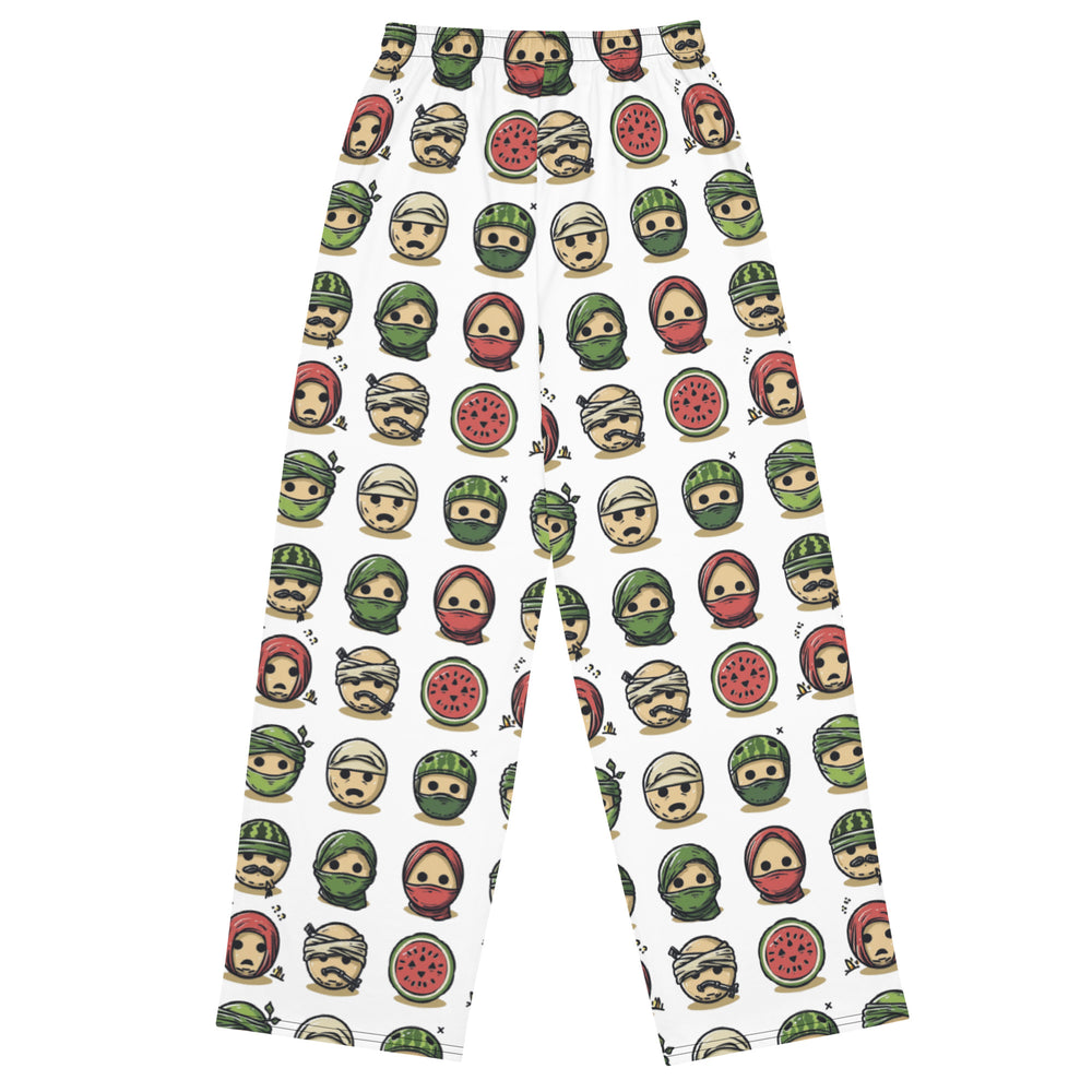 All-over print Men wide-leg pants - Palestine Emoji, Wide Leg Pants White