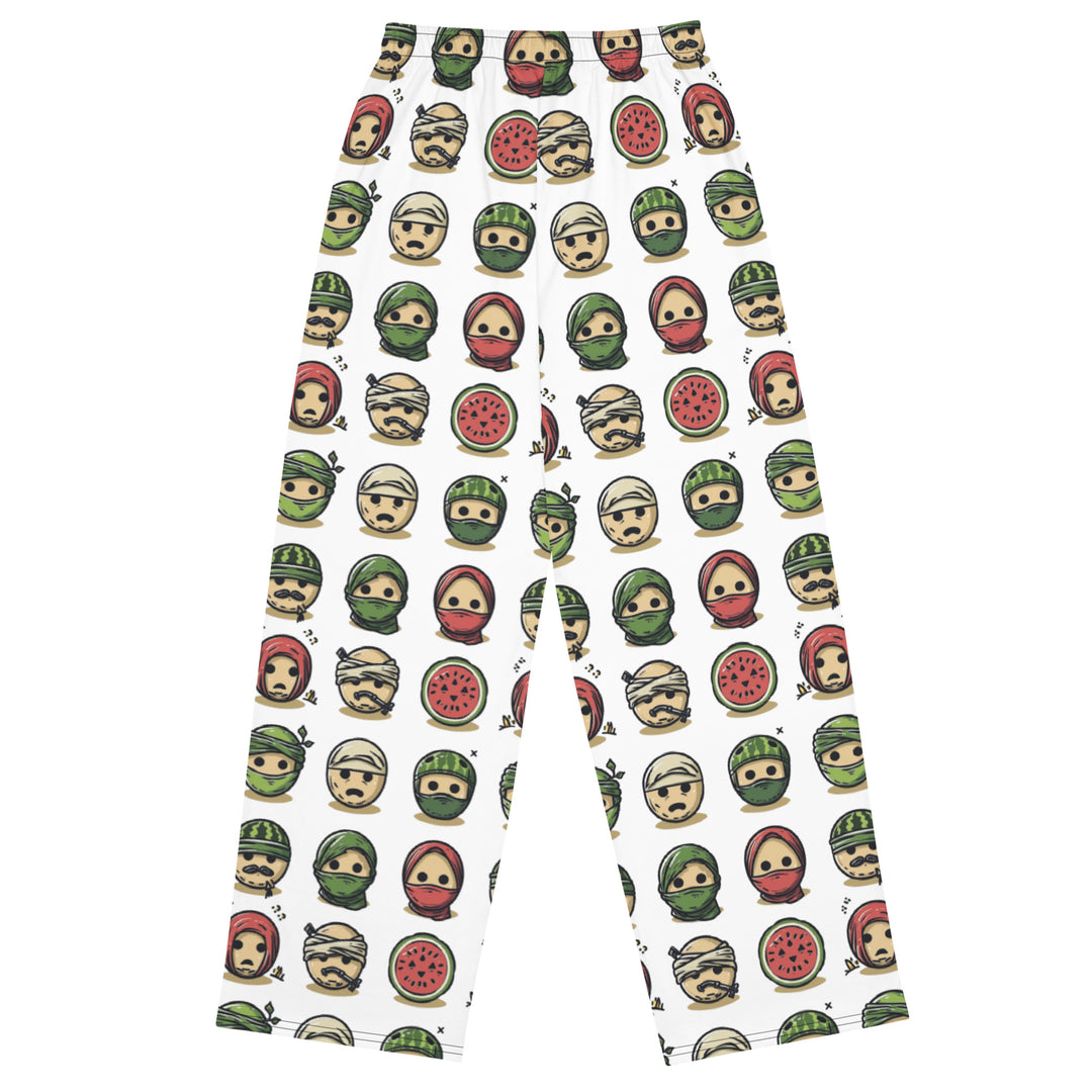All-over print Men wide-leg pants - Palestine Emoji, Wide Leg Pants White