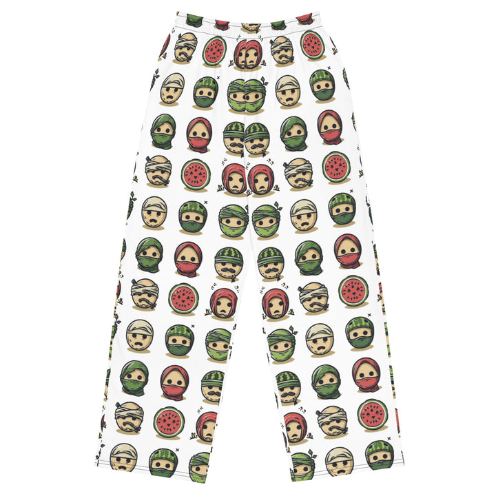 All-over print Women wide-leg pants - Palestine Emoji, Wide Leg Pants White