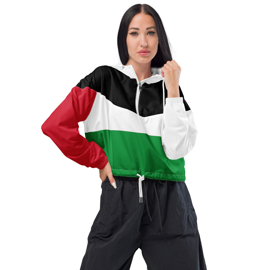 Women’s cropped windbreaker | Palestine Flag