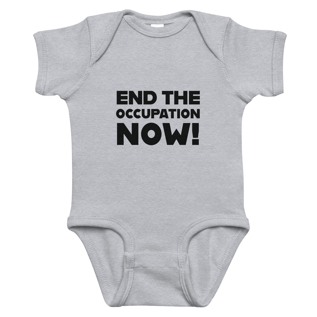 Baby Bodysuit - End the Occupation Now!, Heather