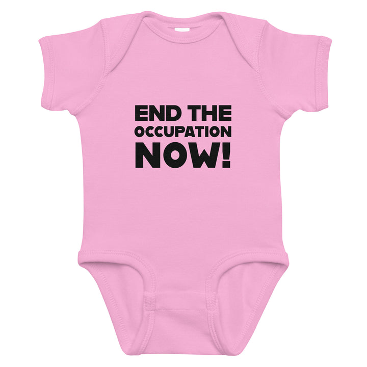 Baby Bodysuit - End the Occupation Now!, Pink