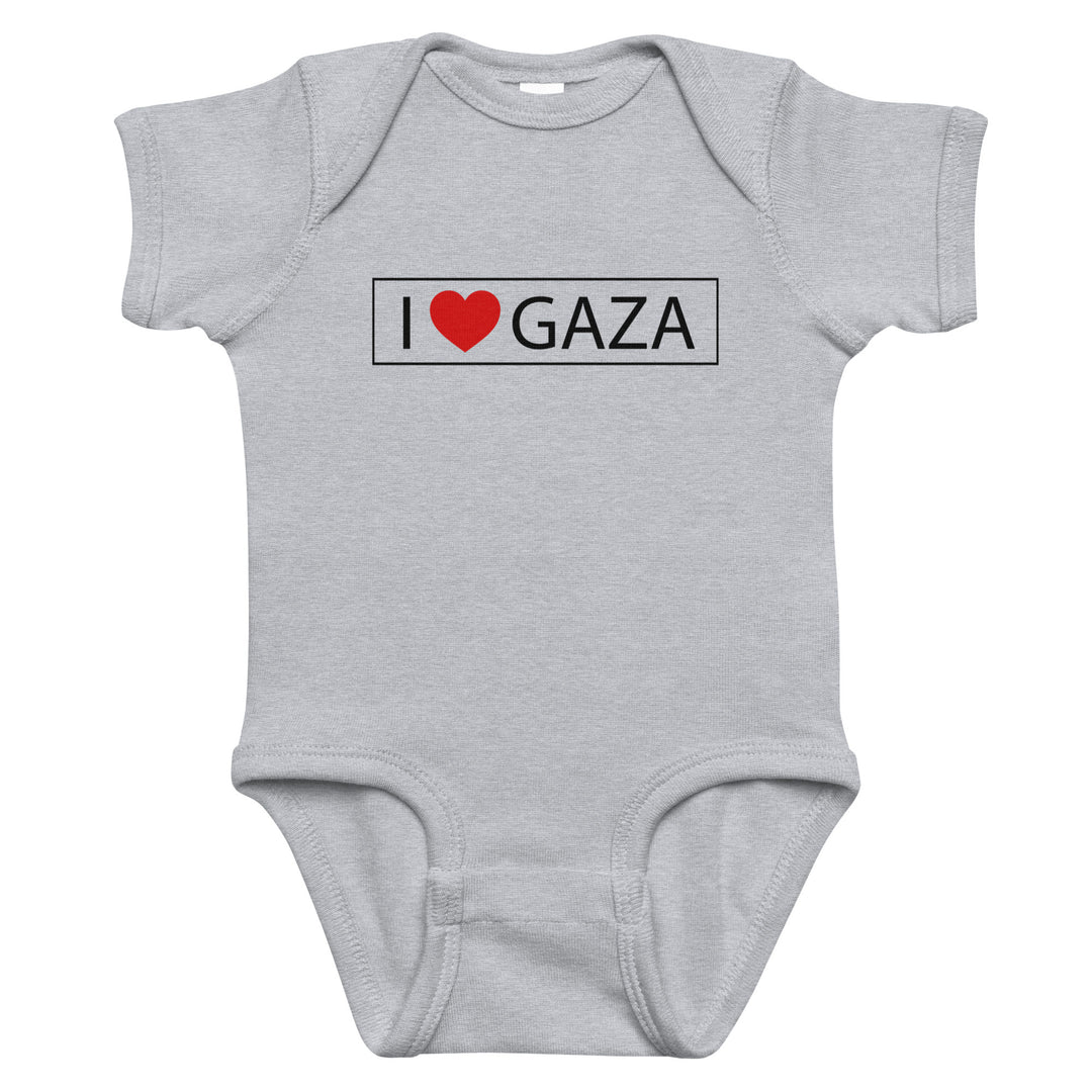 Baby Bodysuit - I Love Gaza, Heather
