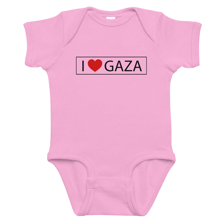 Baby Bodysuit - I Love Gaza, Pink