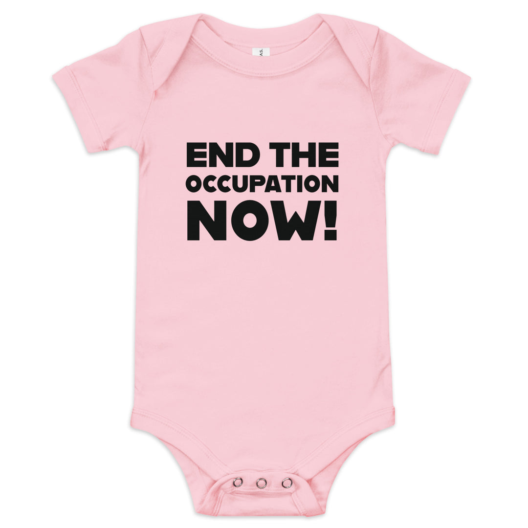 Baby Short Sleeve One Piece - End the Occupation Now!, Pink