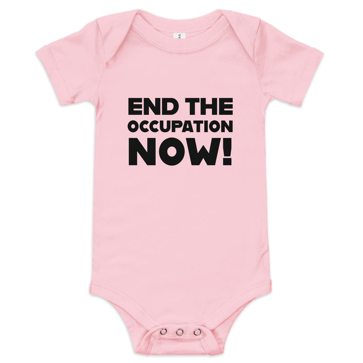 Baby Short Sleeve One Piece - End the Occupation Now!, Pink