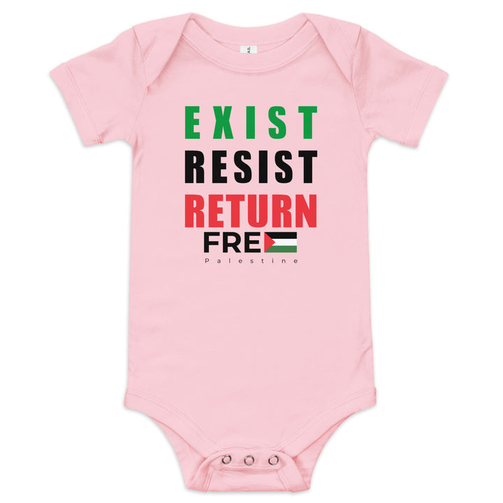 Baby Short Sleeve One Piece - Exist. Resist. Return., Pink