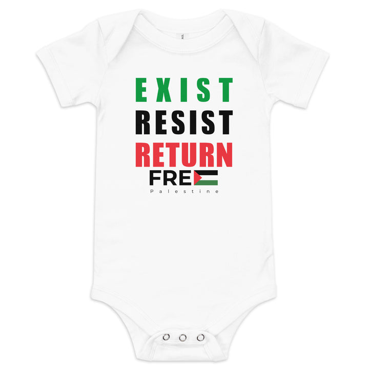 Baby Short Sleeve One Piece - Exist. Resist. Return., White