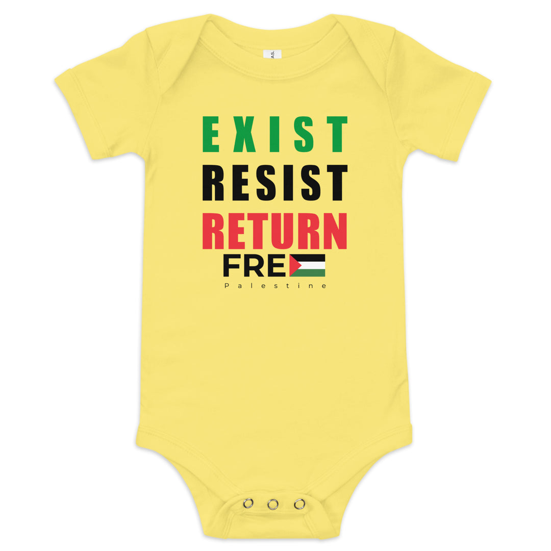 Baby Short Sleeve One Piece - Exist. Resist. Return., Yellow