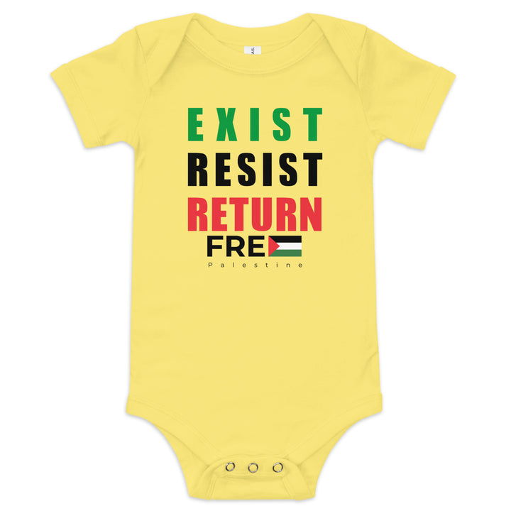 Baby Short Sleeve One Piece - Exist. Resist. Return., Yellow