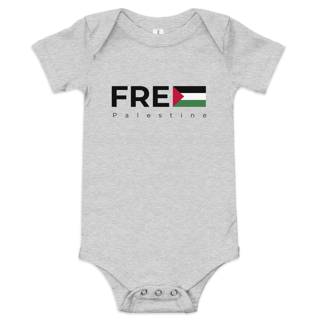 Baby short sleeve one piece - Free Palestine, Heather