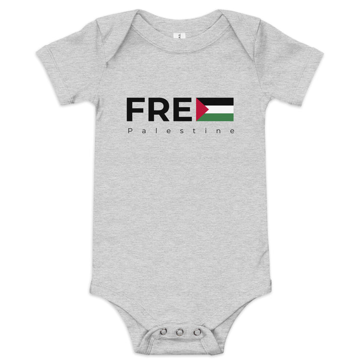 Baby short sleeve one piece - Free Palestine, Heather