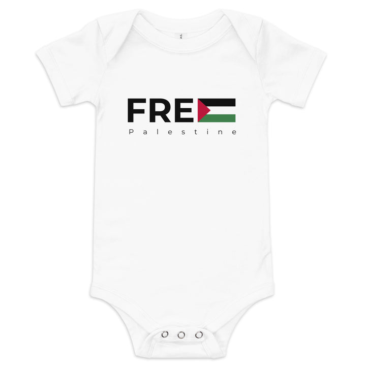 Baby short sleeve one piece - Free Palestine, White