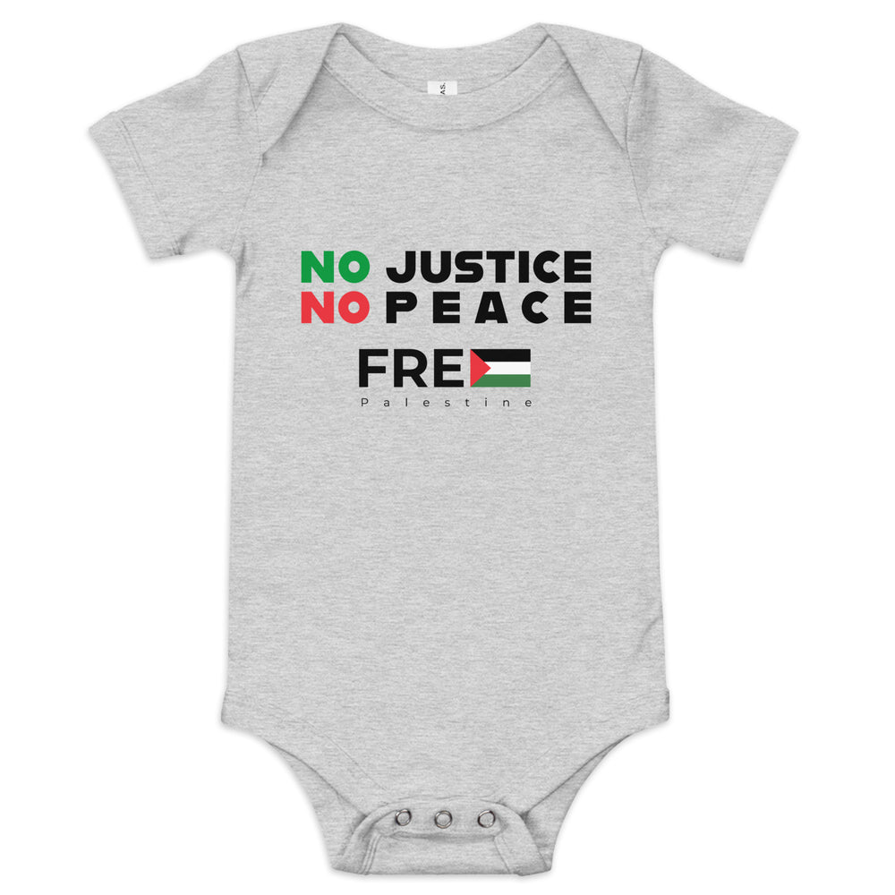 Baby Short Sleeve One Piece - No Justice No Peace, Heather