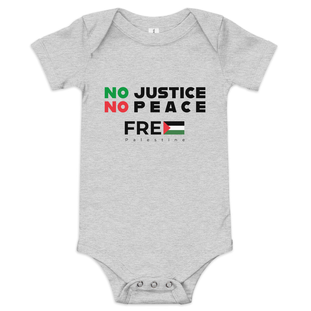 Baby Short Sleeve One Piece - No Justice No Peace, Heather