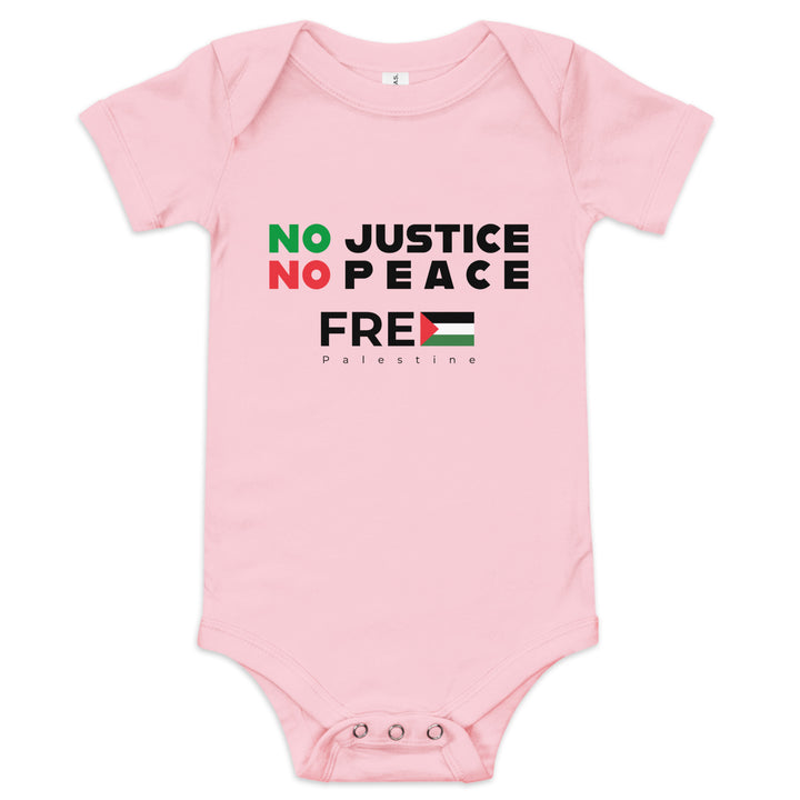 Baby Short Sleeve One Piece - No Justice No Peace, Pink