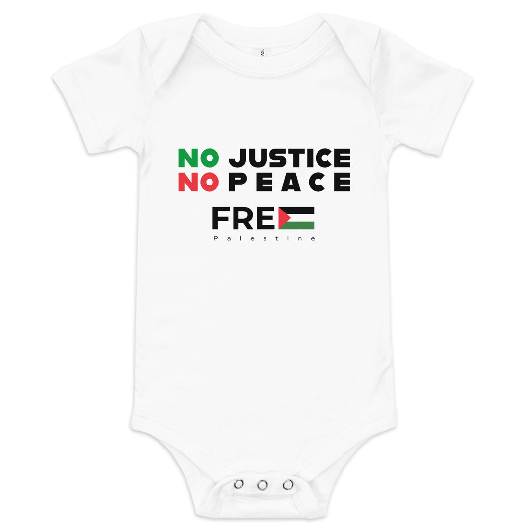 Baby Short Sleeve One Piece - No Justice No Peace, White