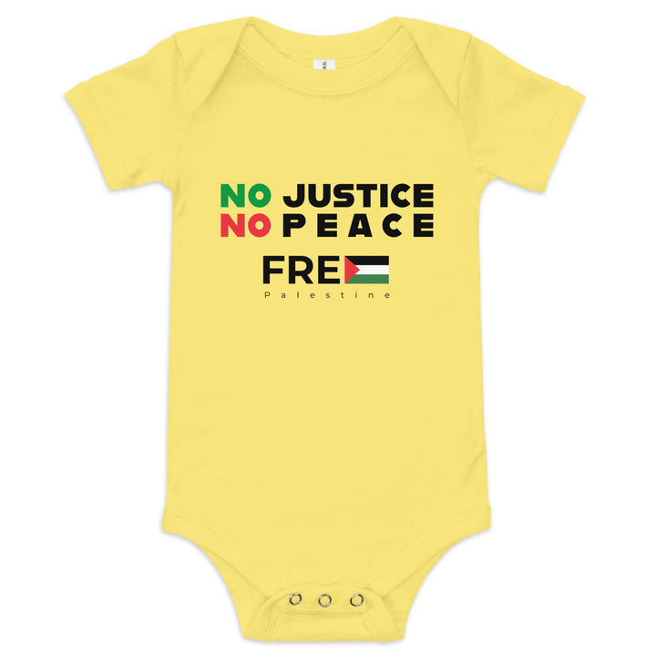 Baby Short Sleeve One Piece - No Justice No Peace, Yellow