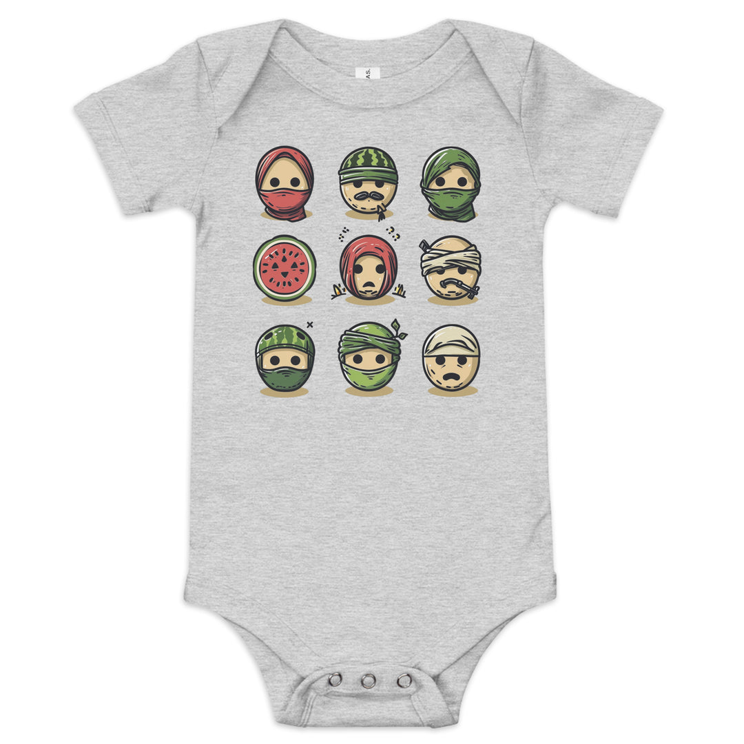 Baby short sleeve one piece - Palestine Emoji, Heather