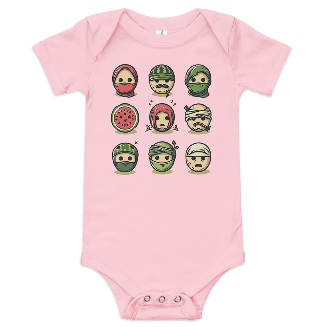 Baby short sleeve one piece - Palestine Emoji, Pink