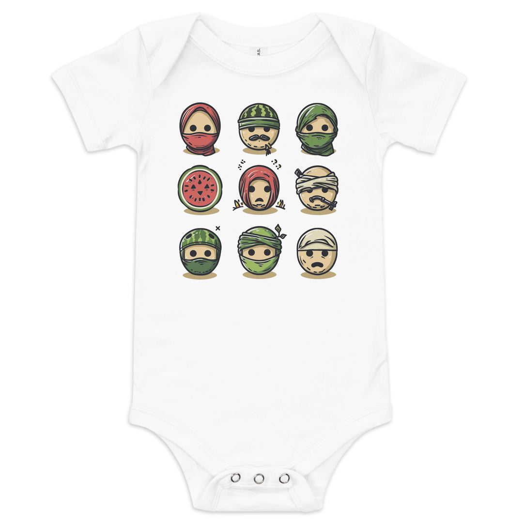 Baby short sleeve one piece - Palestine Emoji, White