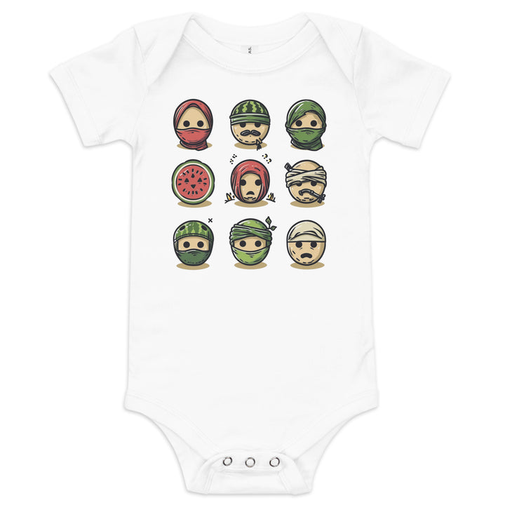 Baby short sleeve one piece - Palestine Emoji, White