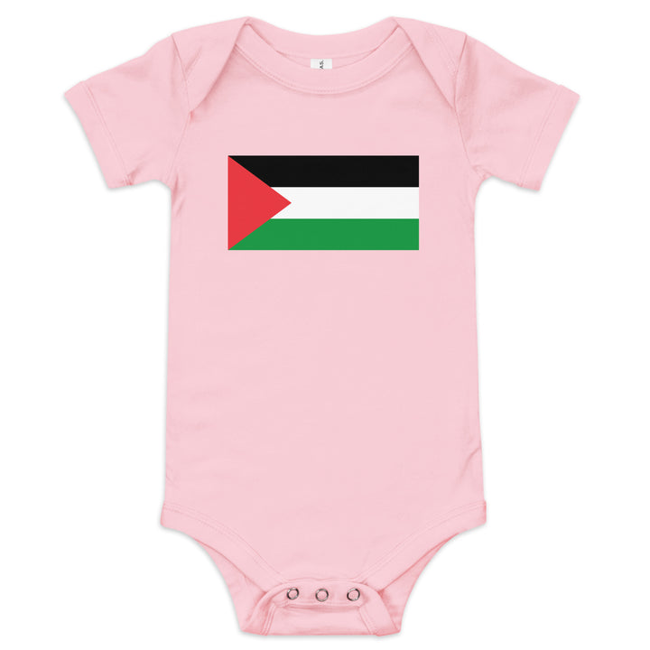 Baby short sleeve one piece - Palestine Flag, Pink