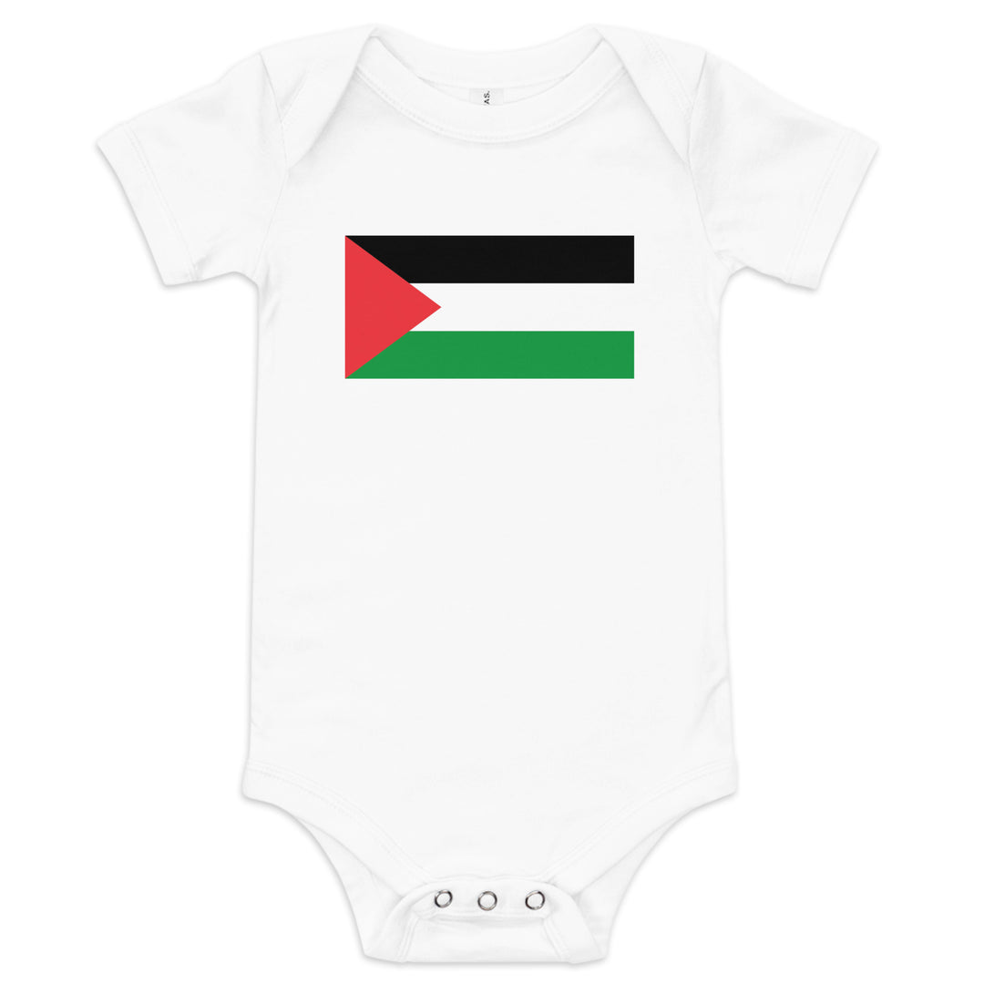 Baby short sleeve one piece - Palestine Flag, White