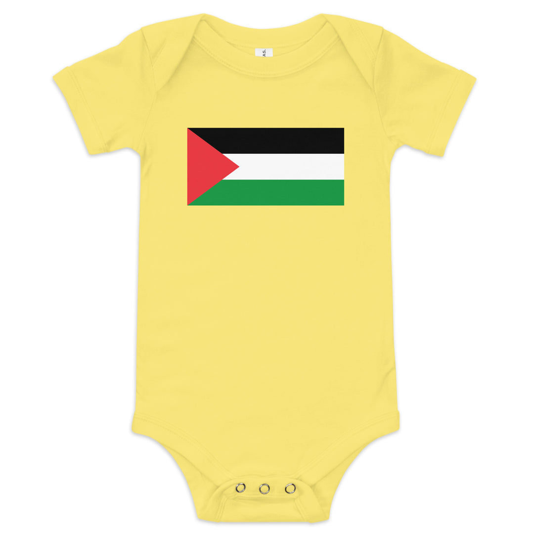 Baby short sleeve one piece - Palestine Flag, Yellow