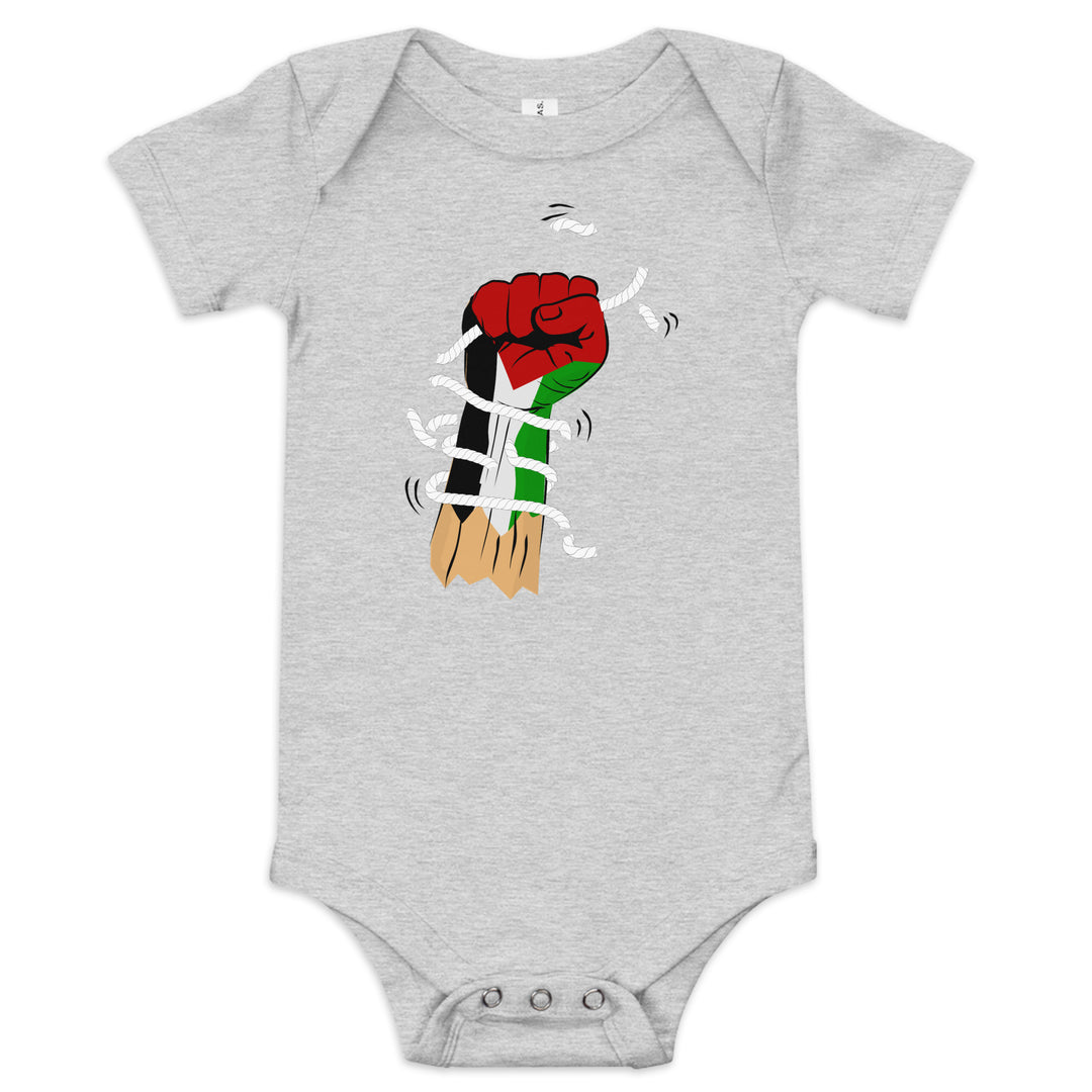 Baby short sleeve one piece - Palestine Hand, Heather