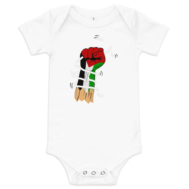 Baby short sleeve one piece - Palestine Hand, White