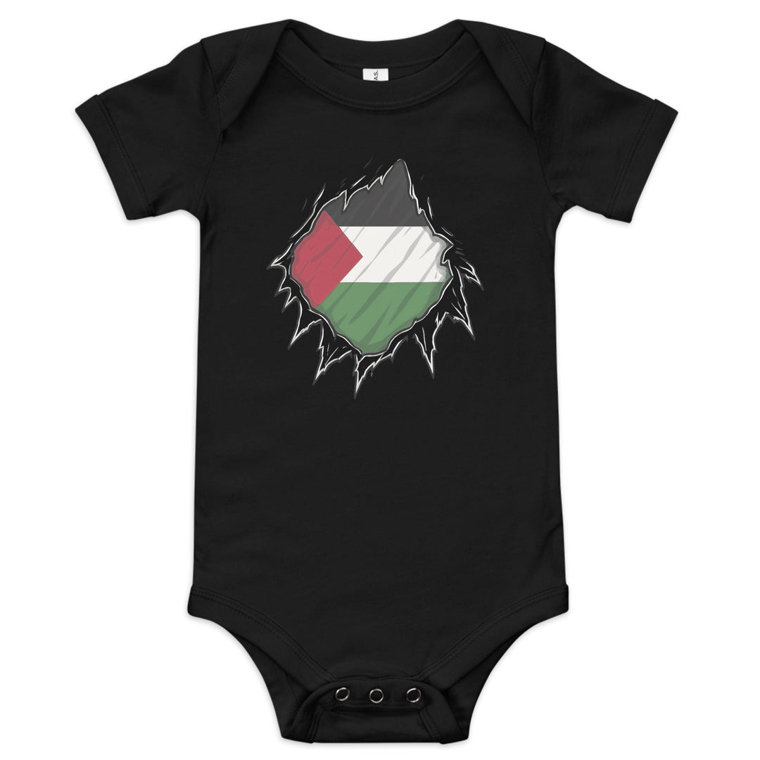 Baby Short Sleeve One Piece - Palestine Hero, Black