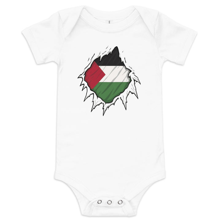 Baby Short Sleeve One Piece - Palestine Hero, White