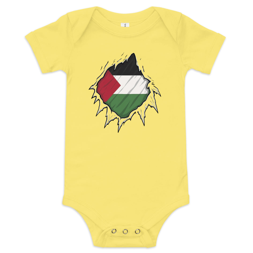 Baby Short Sleeve One Piece - Palestine Hero, Yellow