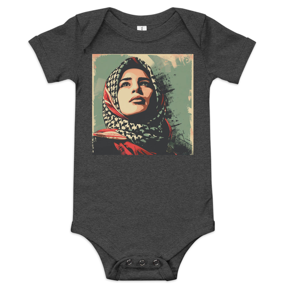 Baby short sleeve one piece - Palestine Hope, Dark Grey Heather