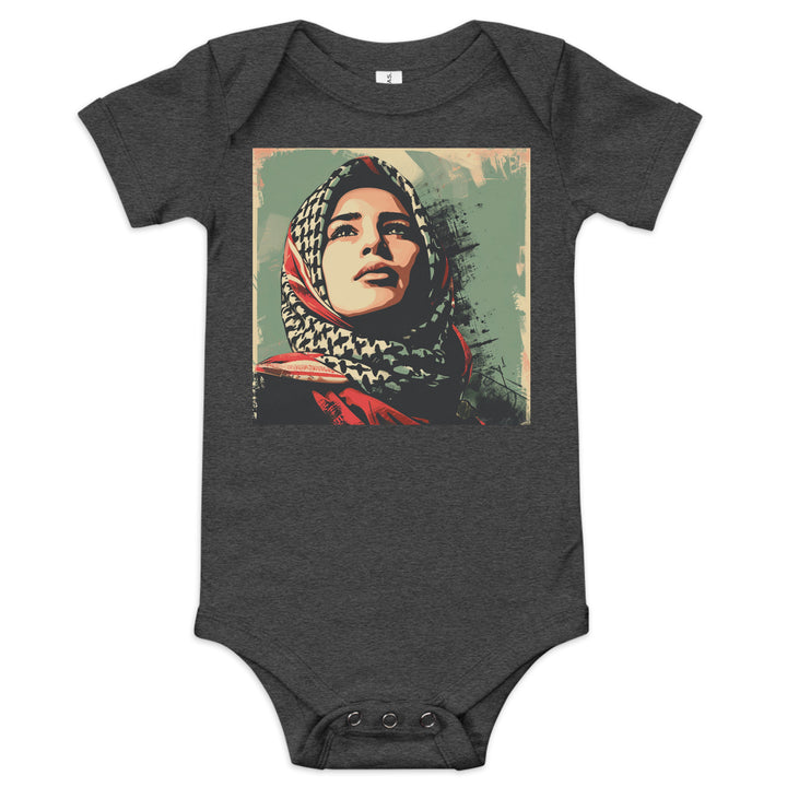 Baby short sleeve one piece - Palestine Hope, Dark Grey Heather